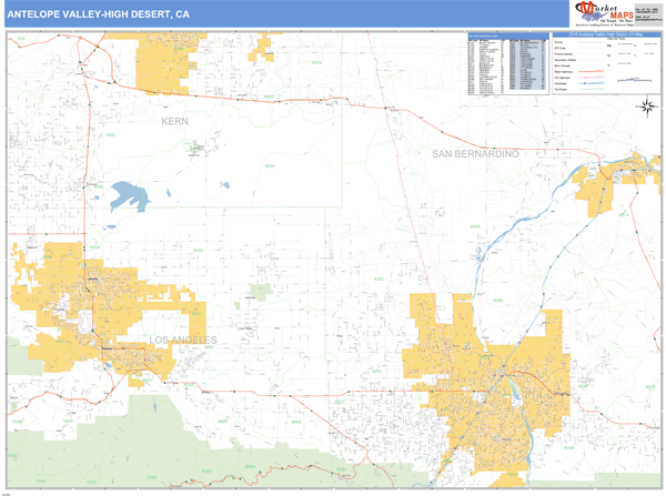 Antelope Valley-High Desert Metro Area Digital Map Basic Style